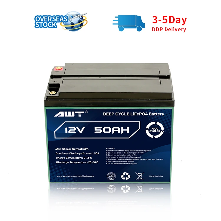 AWT Deep Cycle  Lifepo4 BMS Lithium Battery Pack 12v 24V 48v 50ah 100ah 150ah 200ah 300ah Lifepo4 Lithium Ion Battery for RV