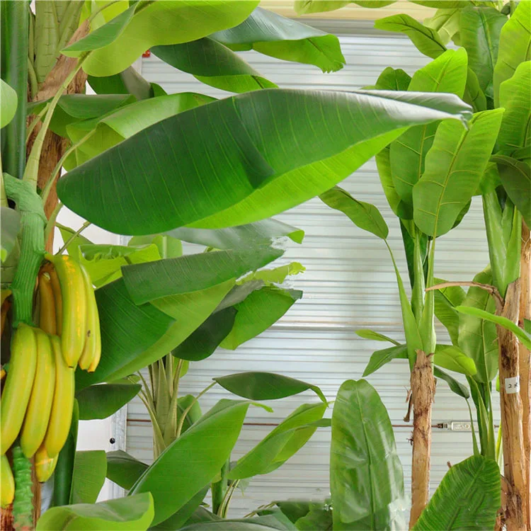 2 Poles 150cm Faux Banana Plants Indoor Artificial Banana Tree For Home