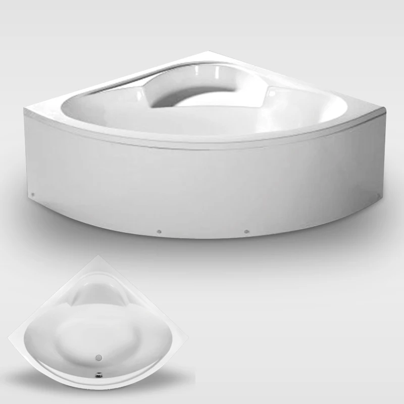 Triangular Acrylic Half-round Corner Plastic Bathtub Simple with Frame Control Panel for Soaking