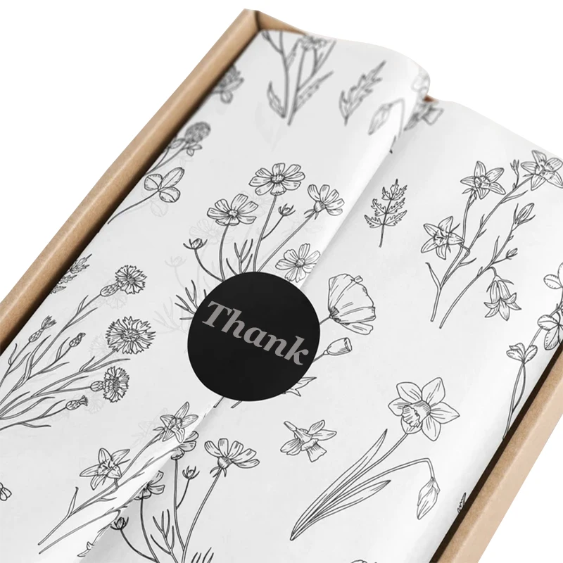 Custom logo Printing 17 Gsm  Biodegradable Packaging Paper White Silk Wrap Papers Tissue Paper for Flower