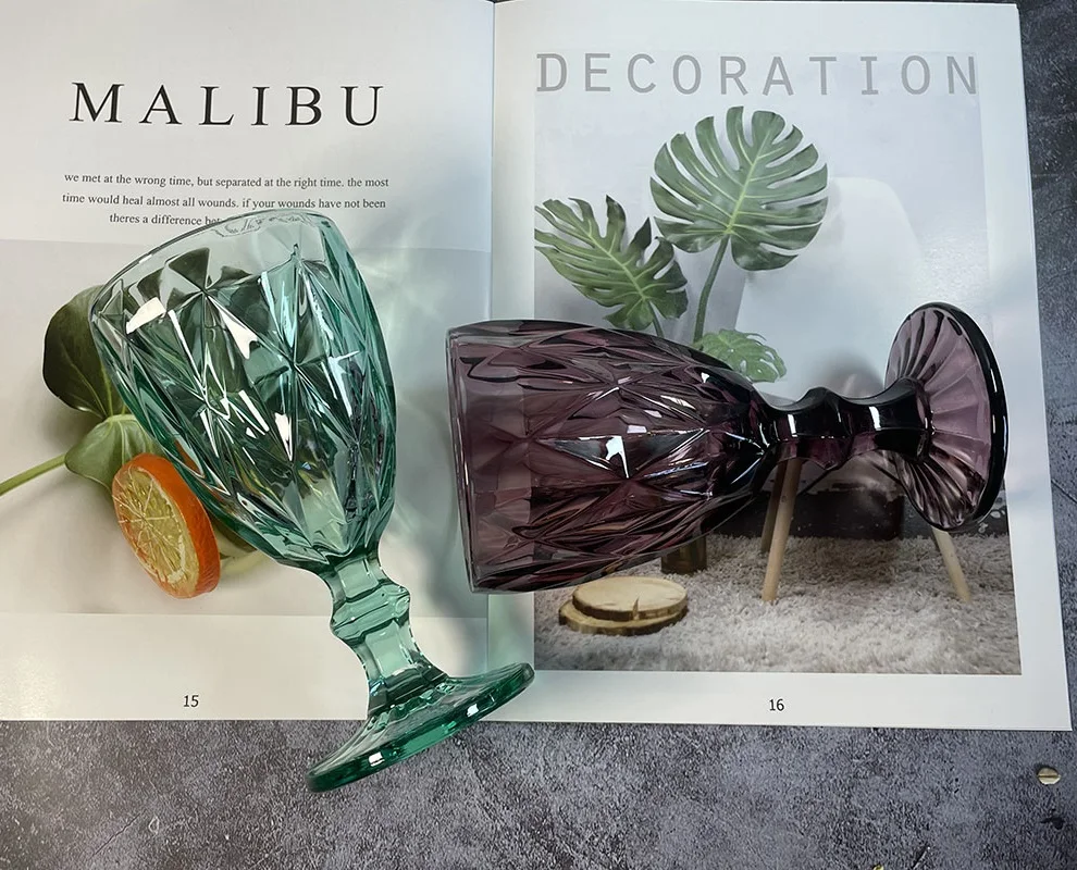 High Quality Cheap Home Wedding Decor Vintage Colored Glass Goblet
