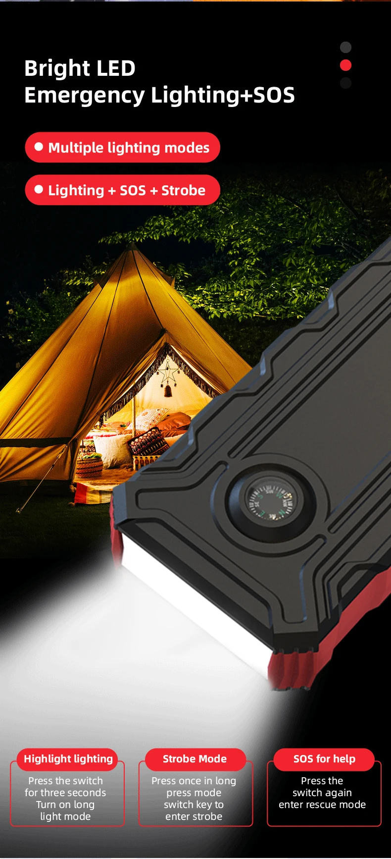 High Quality 12V Peak 1000A Car Starter Portable Multi -Function Vehicle Emergency Tool Factory Wholesales