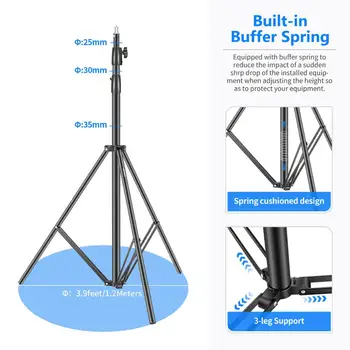 Neewer Heavy Duty Light Stand Spring Cushioned Photography Tripod Stand for Photo Studio Softbox, Flash Moonlight, Ring Light detail image