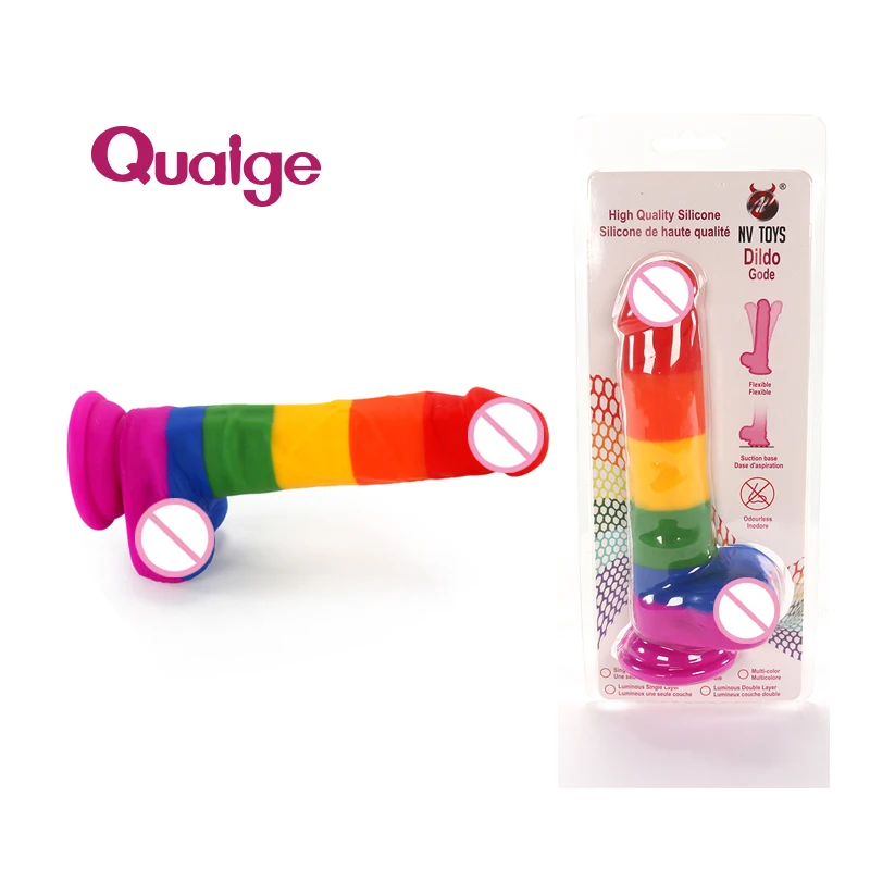 Colorful 8.1in Rainbow Dildo with Strong Suction Cup - 100% Waterproof LGBT Sex Toy for Gays and Lesbians Colorful 8.1in Rainbow Dildo with Strong Suction Cup - 100% Waterproof LGBT Sex Toy for Gays and Lesbians