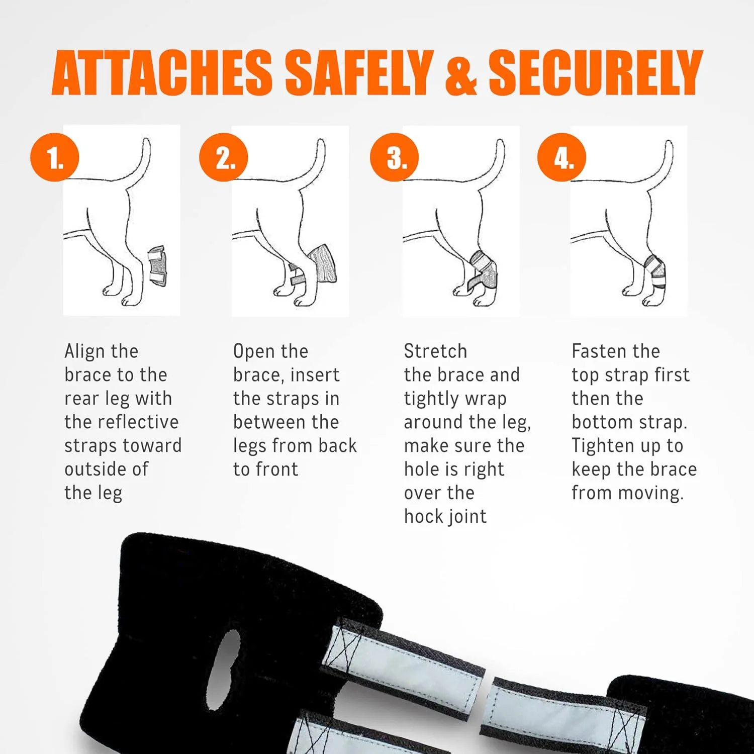 Leg Brace for Dogs With Metal Spring Inserts And Reflective Straps Joint Protection Various Sizes