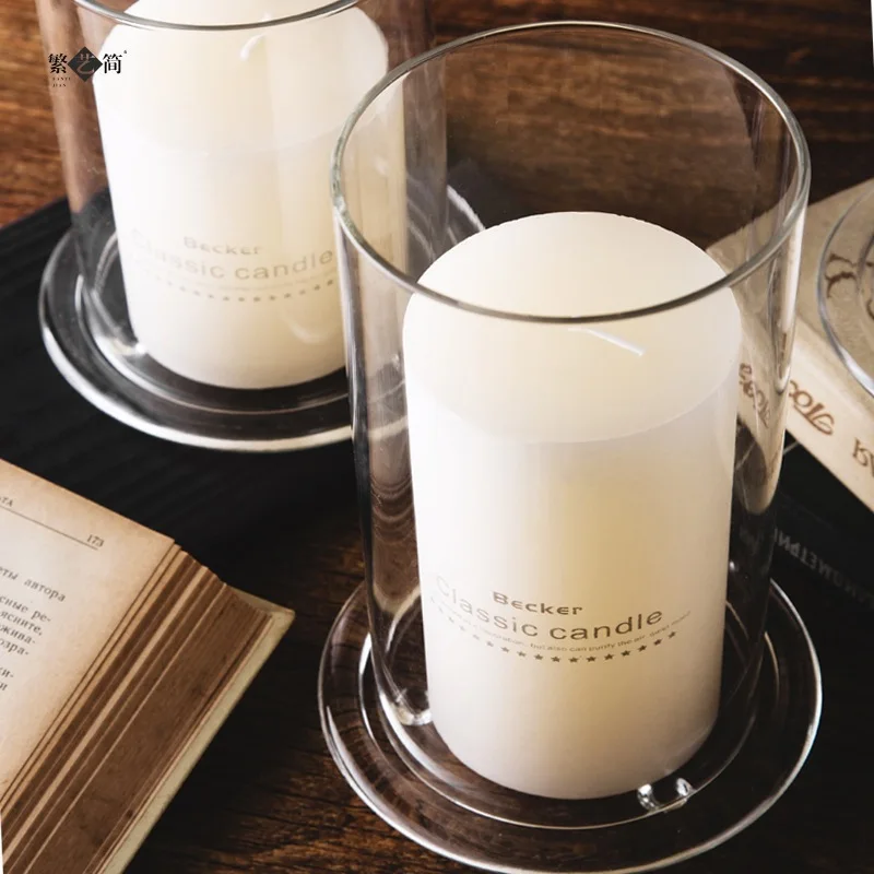Wholesale Custom Size Open Ended Clear Glass Cylinder Candle Holder Bottomless Candle Cover Chimney Clear Candle Holder Sleeve