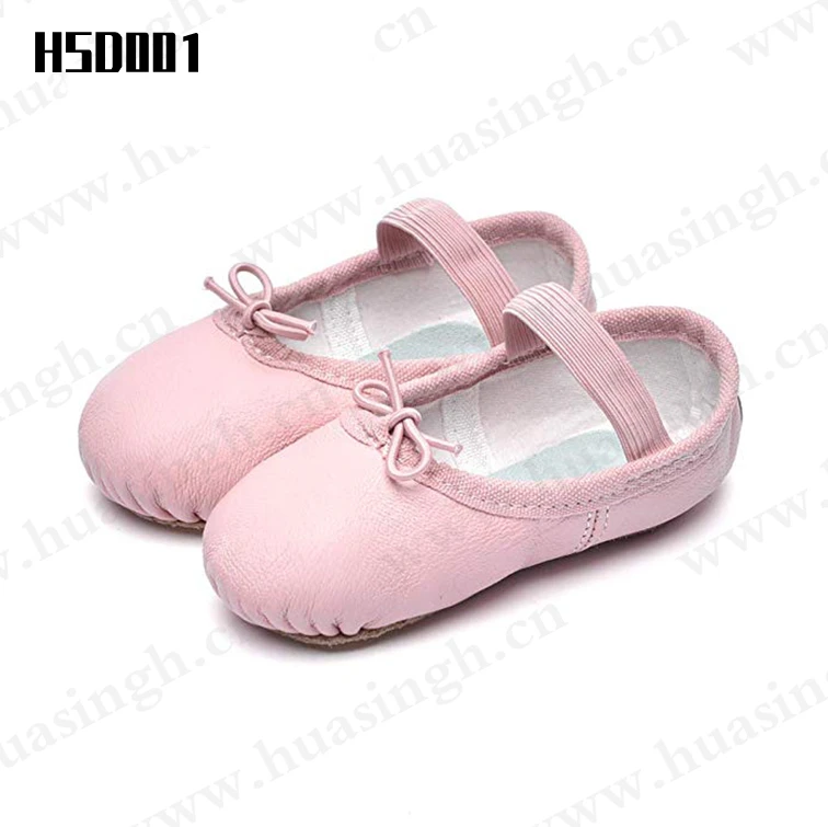 LXG,multi-color Available Foldable Leather Ballet Shoes with Elastic Belt Super Soft Kids Dance Shoes for US Market HSD001