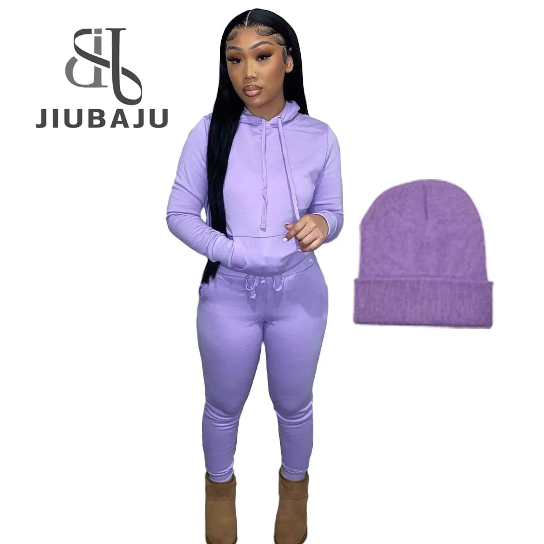 Jiubaju Xs-2xl Fall 2 Piece Sets+hat Fleece Women Sweater Suit Two ...