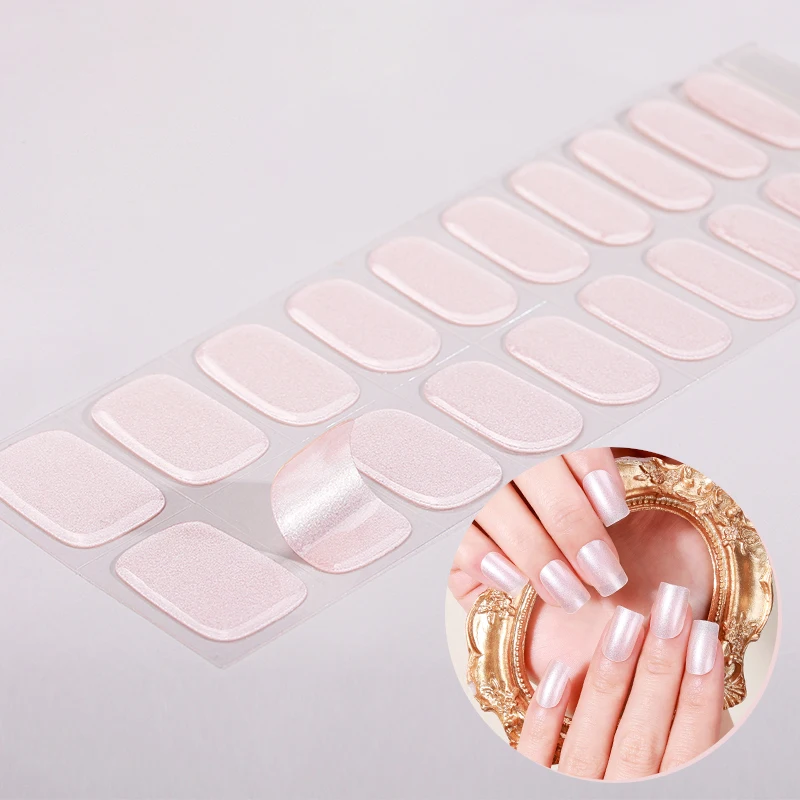 Großhandel Neue Mode Glanzperlenförmige Phototherapie UV-Härte Halbgehärtete Gel-Nagelstreifen