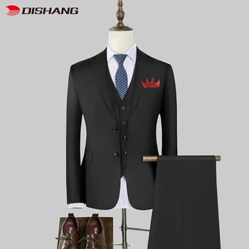 3 Piece Men'S Suits Fashion Slim Business Office Men Wedding Suit Sets Blazer+ Pants + Vest Men'S Top