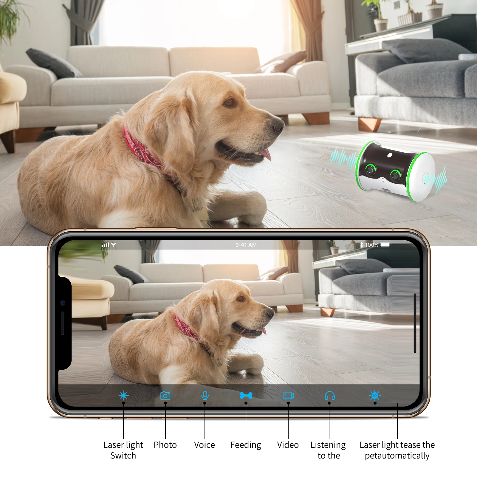 Smart Little Puffer APP Remote Control Pet Food Dispenser Intelligent Pet Dogs and Cats Interactive Robot Toy
