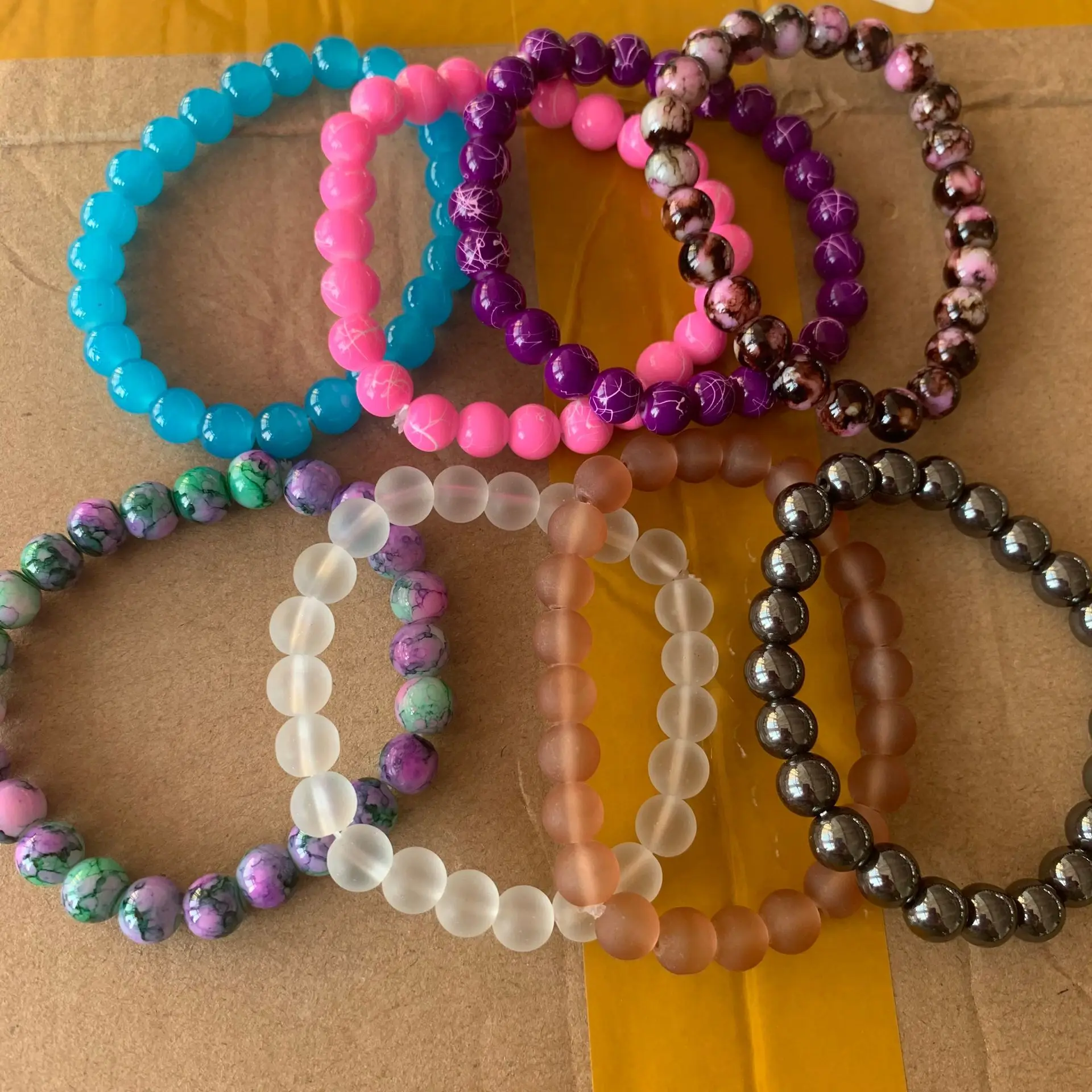 10mm Men Women Large glass Semi-precious Stone beaded bracelets Custom DIY glass bracelets can add charm for jewelry making