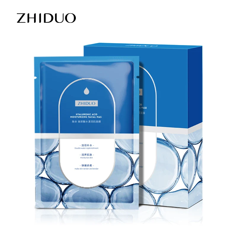 Hot Sale Factory Price ZHIDUO Hyaluronic Acid Moisturizing, Whitening and Brightening Nourishing Beauty Facial Sheet Mask