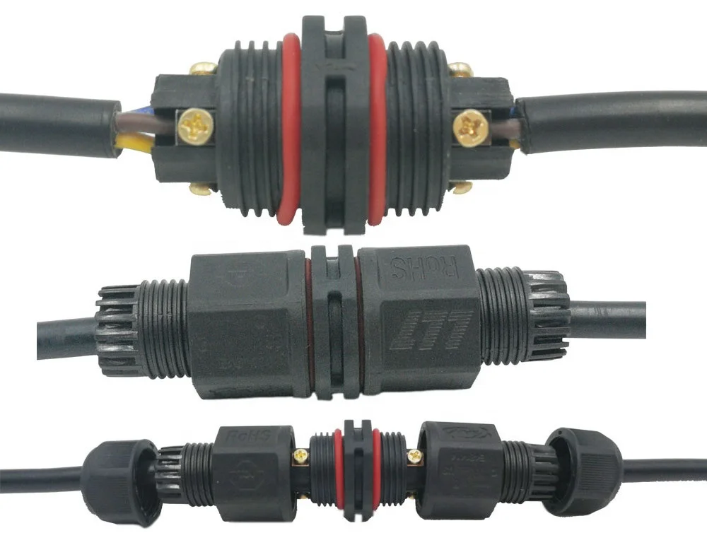 3Pin Waterproof IP Connector Electrical Terminal Wire Adapter Screw Locking Joiner for Outdoor Led Lights