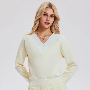 Knitwear Manufacturer Custom Logo V Neck Long Sleeve Shirt Knit Sweater Football Basketball Jerseys Pullovers