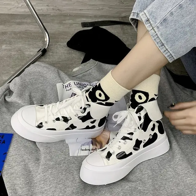 Women's Sneakers Cute Platform Shoes Cow Girls Kawaii Casual Vulcanize Undefined Japanese Vintage Boots Female - Image 4