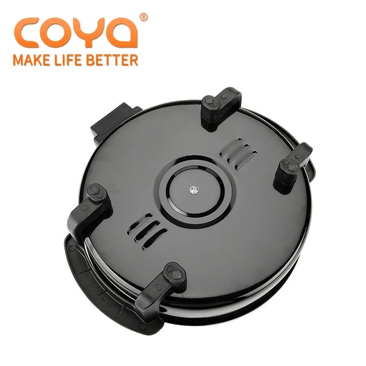 Round Black Multi Cooker With Tempered Glass Cover Electric Teppanyaki Cooker