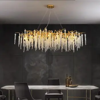Crystal chandelier post modern light luxury living room dining room main light villa project tree branch shape creative