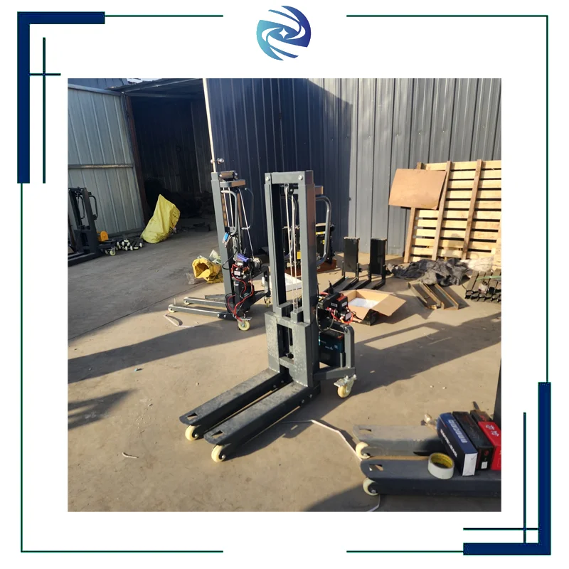 440lbs Mini Stacker with Hydraulic Easy Lift Mechanism Detachable Steel Plate Electric & Manual Used Condition Farm Industries