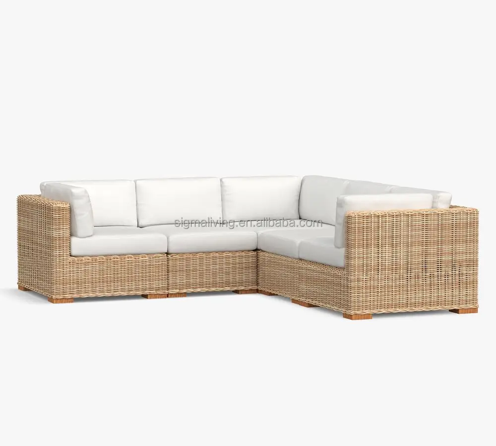 3-Piece Square Arm Loveseat Double Chaise Sofa Set outdoor wicker sofa rattan