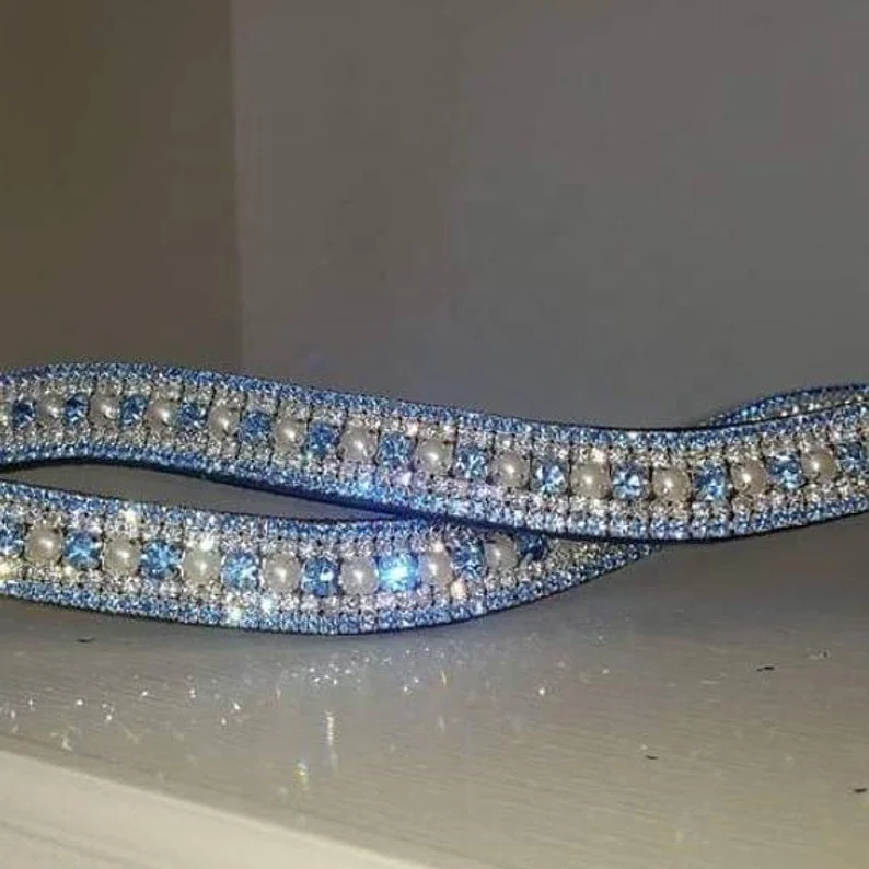 PONY 14 INCHES Cwell Equine Bling V Shape 5 Rows Diamante Red//Clear Crystal Browband Dressage Black