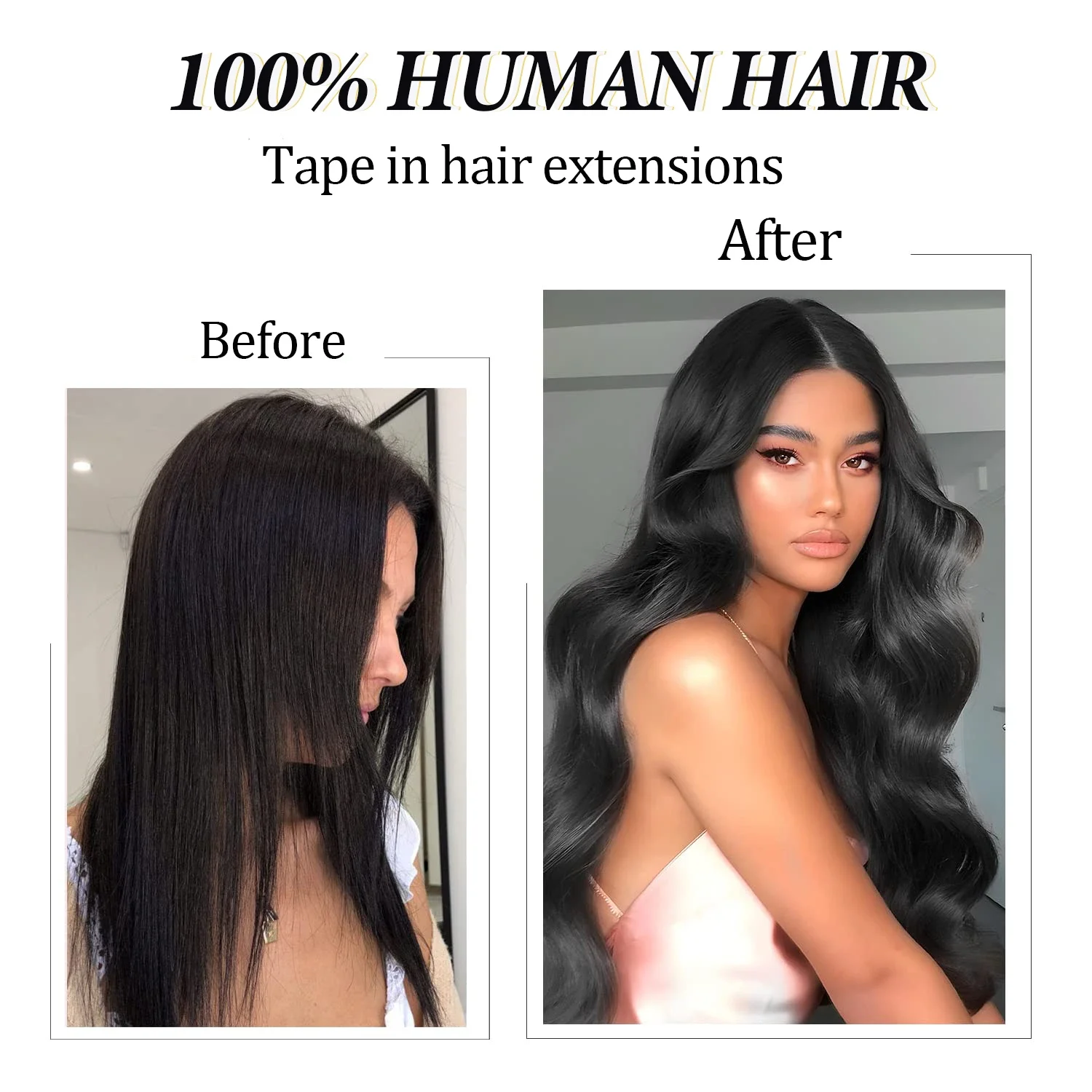 Body Wave Tape In Hair Extensions Natural Invisible Skin Weft 16-26 Inch Human Hair for Women_voghion.com