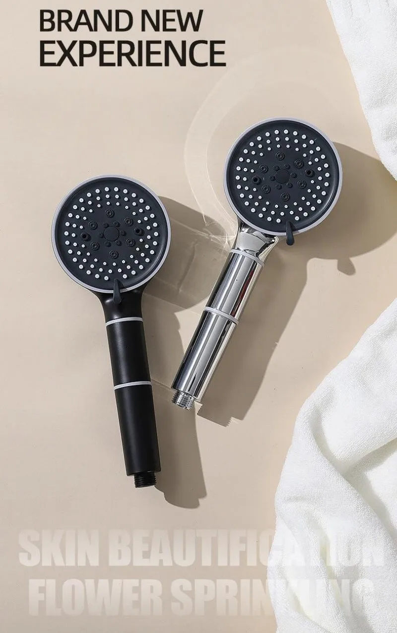 product durable abs large panel 6 mode pressure boosted shower back massage jets one key water stop silicone outlets fine spray-9