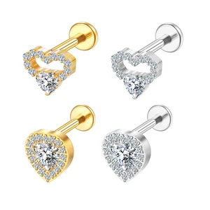 Flat Back Earring Xinfocus Ear Piercing Jewelry Helix Piercing  Heart Tragus Cartilage Fashion Piercing Body Jewelry