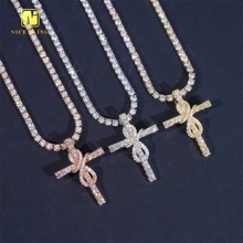 Ready to Ship Hip hop cross pendant 925 sterling silver moissanite diamond pendant  iced out shining cross pendant