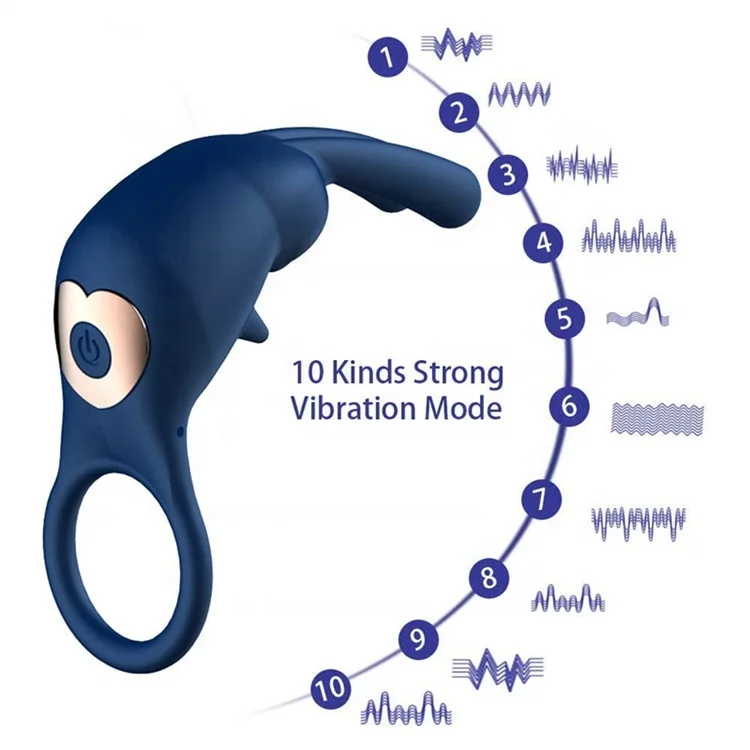 10 Frequency Vibration Silicone Cock Ring Sex Toys Penis Ring Cock Ring for  Male