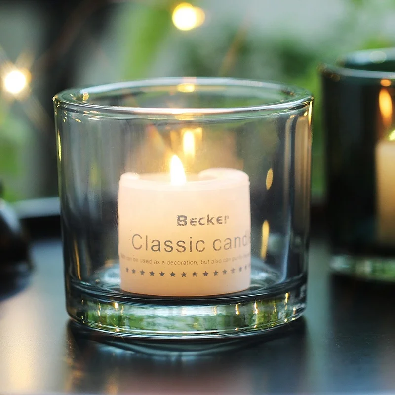 8OZ Candle Holder Clear Double Wall Glass Candle Jar With Custom Color