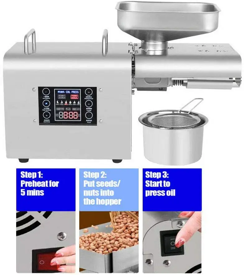 Manual Oil Press Machine Household Oil Expeller Oil Extractor Peanut Nuts  Seeds Sesame Soybean Oil Presser 304 Stainless Steel