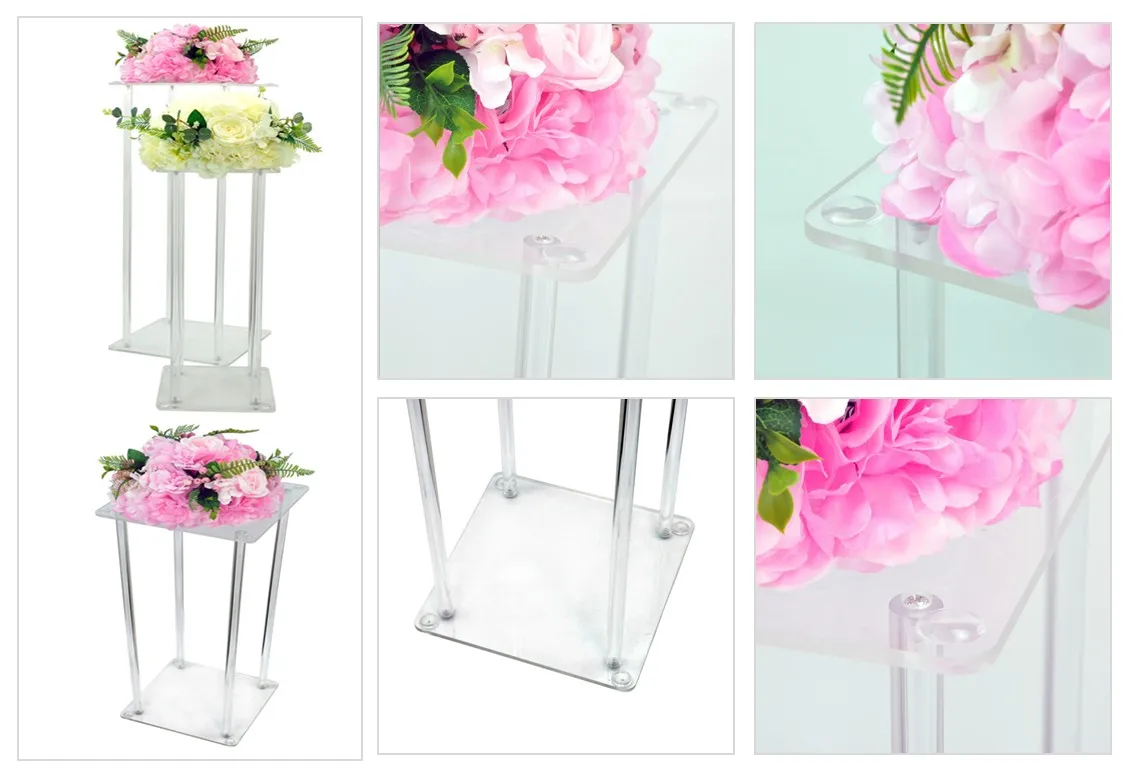 Wedding Centerpieces Acrylic Vases Square Geometric 80cm Tall Flower ...
