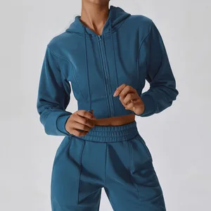 New Arrival Fitness Apparel Custom High Quality Gym Crop Top Cotton Zip for Women