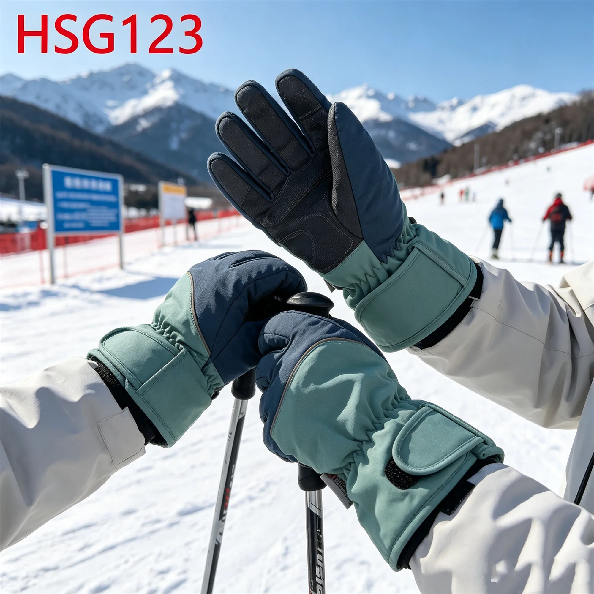 ZYF,Cold Region Work Touchscreen Function Design Blue/pink Ski Gloves Slope Skiing Warm yet Not Bulky Winter Gloves HSG123