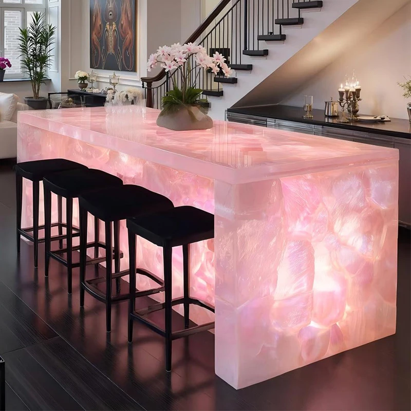 Natural Translucent Stone Pink Crystal Onyx Big Slabs-Modern Villa & Apartment Waterproof Flooring with 1 Year Warranty