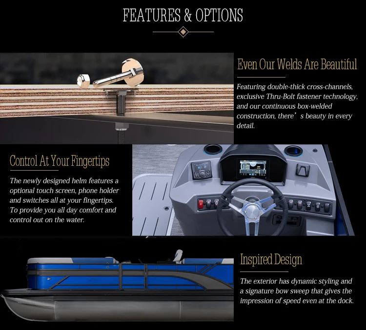 Pontoon Boat With Motor And Toilet Speed Boat Yacht Luxury Tritoon Fiberglass Aluminum Work