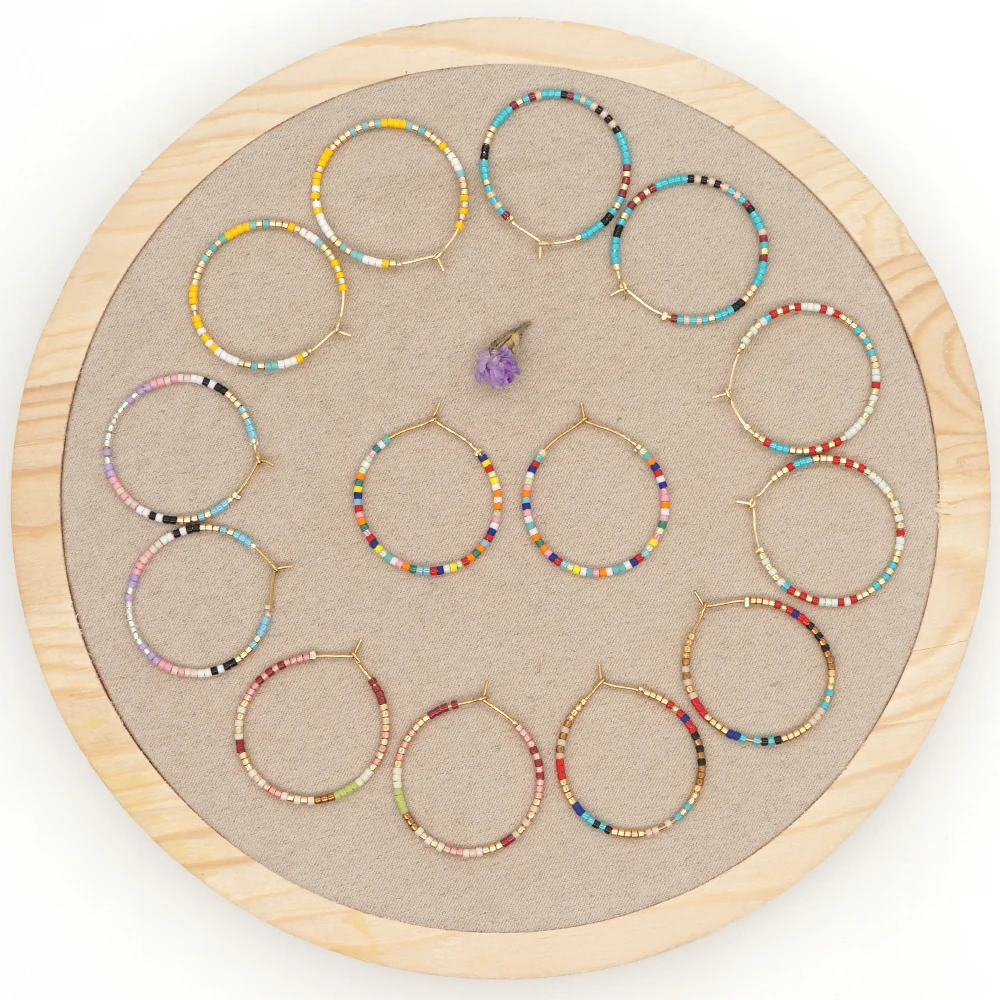 Go2Boho Native Ethnic Style Hoop Earrings for Women Miyuki Seed Bead Statement Jewelry Simple Brincos Fall Winter Earring Gift