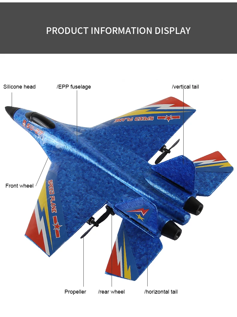820 Su27 326mm 2.4g 2.5ch Rc Plane Wingspan Glider Aeroplane Model Toy