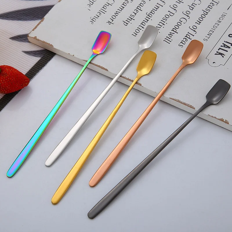 Wholesale Stainless Steel Square Head Ice Spoon short Handle