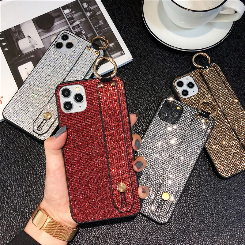 Luxury Designer Glitter Cell Phone Cases For Iphone11 Pro Max 12 Bling Bling Mobile Phone Bags With Wristband Stand Buy Luxury Phone Case For Iphone11 Pro Max Luxury For Iphone Case Luxury Designer
