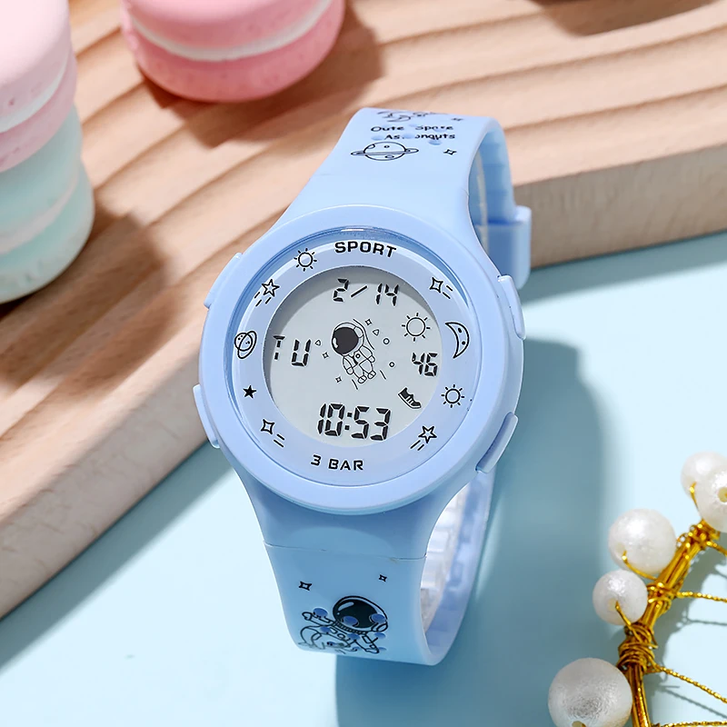 2021 New Rotating Astronaut Digital Watch Fashion Silicone Colorful Watch Strap Multifunctional Waterproof Student Watch