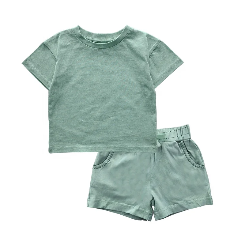 2023 New Organic Cotton Short Sleeve Top And Pants Baby Girls Suit Boys ...