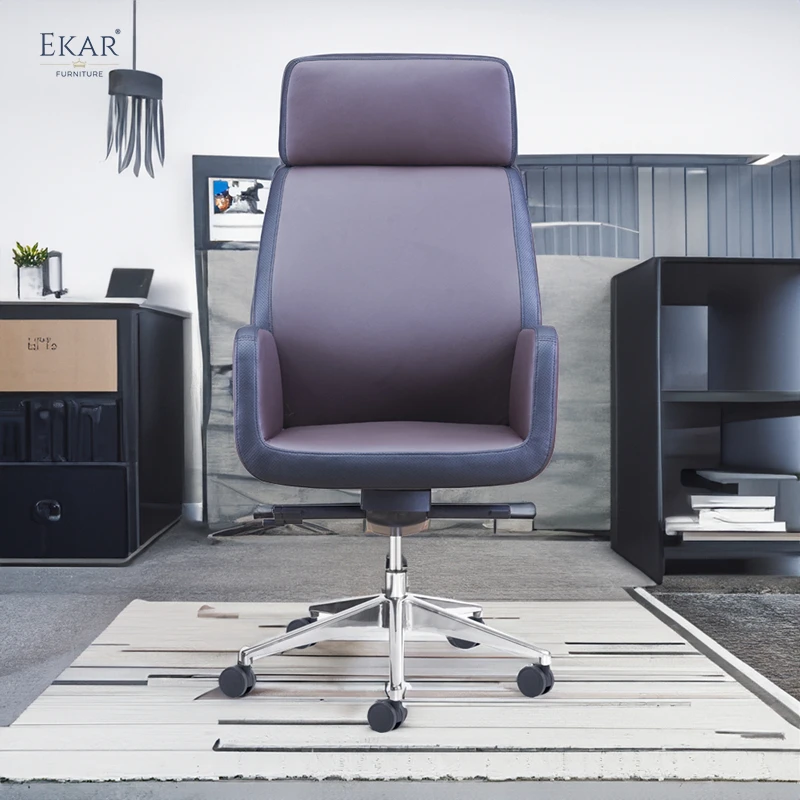 Elegant Top-Grain Leather Office Chair with Sturdy Steel Frame manufacture