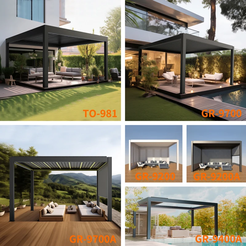 Remote Control Motorised Outdoor Aluminium Louvered Roof Pergola Bioclimatique Garden Arches Arbours Pergolas