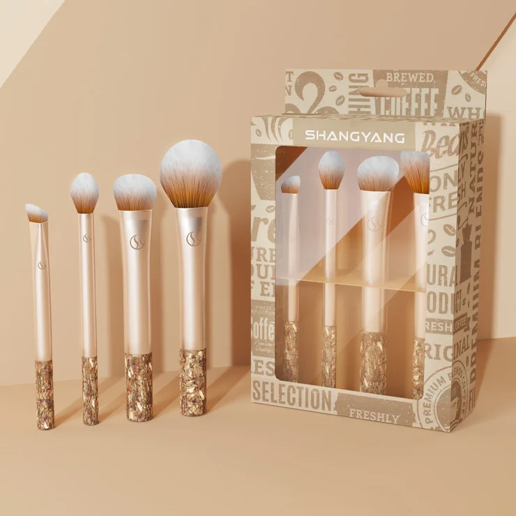 High Grade 4PCS Luxury Makeup Brush Set  Kit Wholesale Makeup Tool Private Label Foundation Cosmetic Makeup Brushes