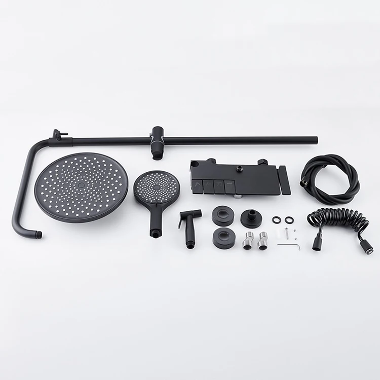 Juego de ducha con cabezal de tecla de piano para baño frío y caliente de 4 funciones