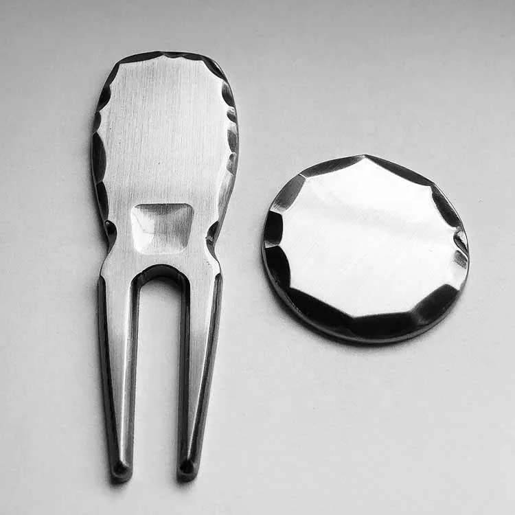 New Product No Mold Fee Golf Divot Tool Repair Fork Custom Engraved Logo Ball Maker Handmade Edge Golf Pitch Fork