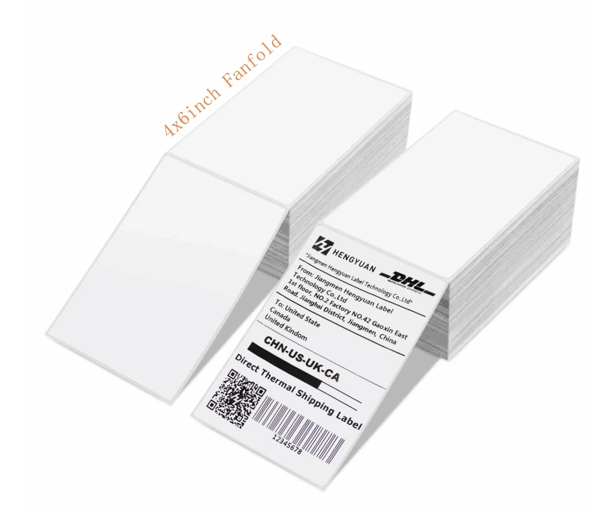 Blank White Waybill Sticker A6 Folded Thermal Label Sticker Paper 100x150 Roll Shipping Label 4x6 Fan Fold