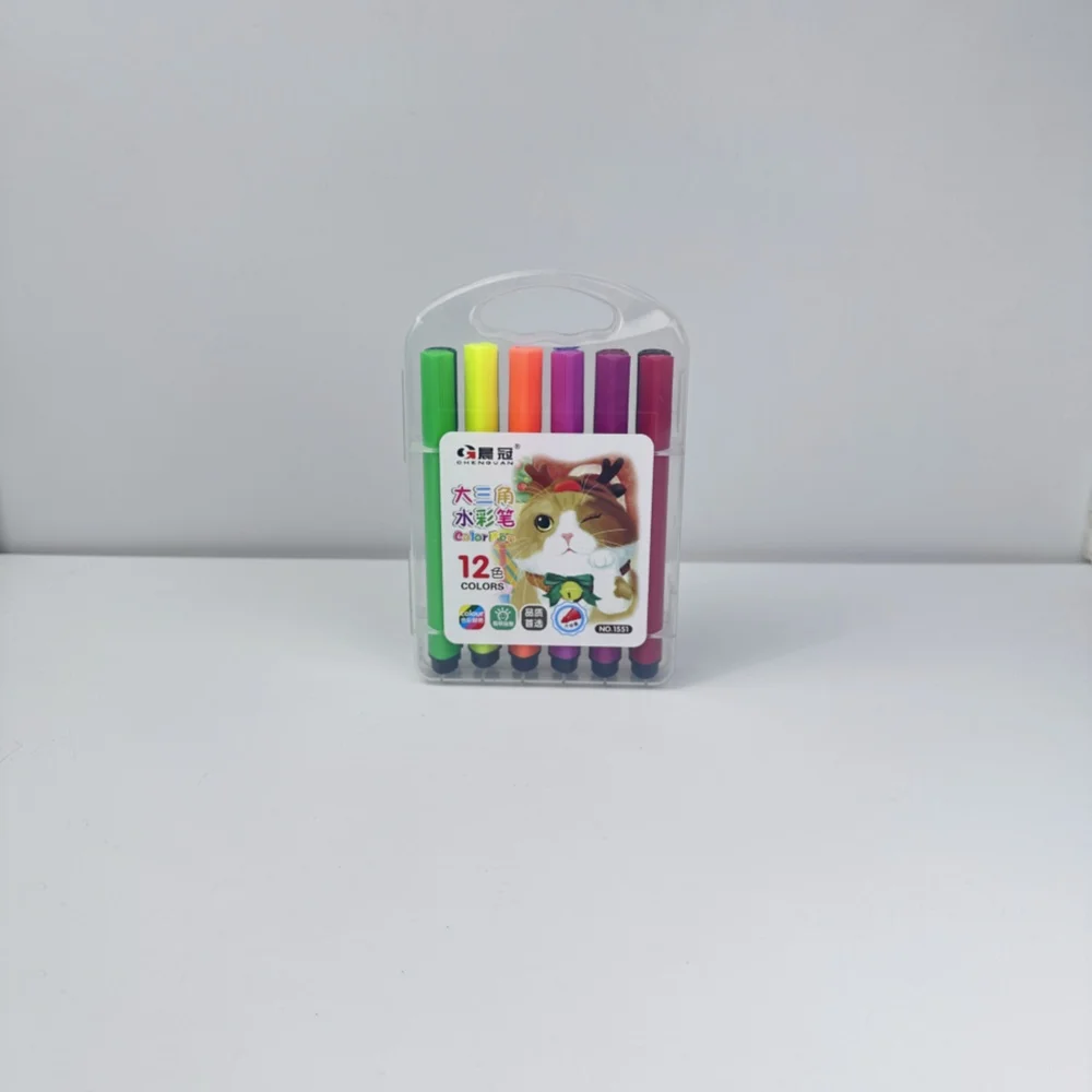 Высокое качество большой треугольный пазл акварельные карандаши 12 видов цветов набор емкости студенческий рисунок